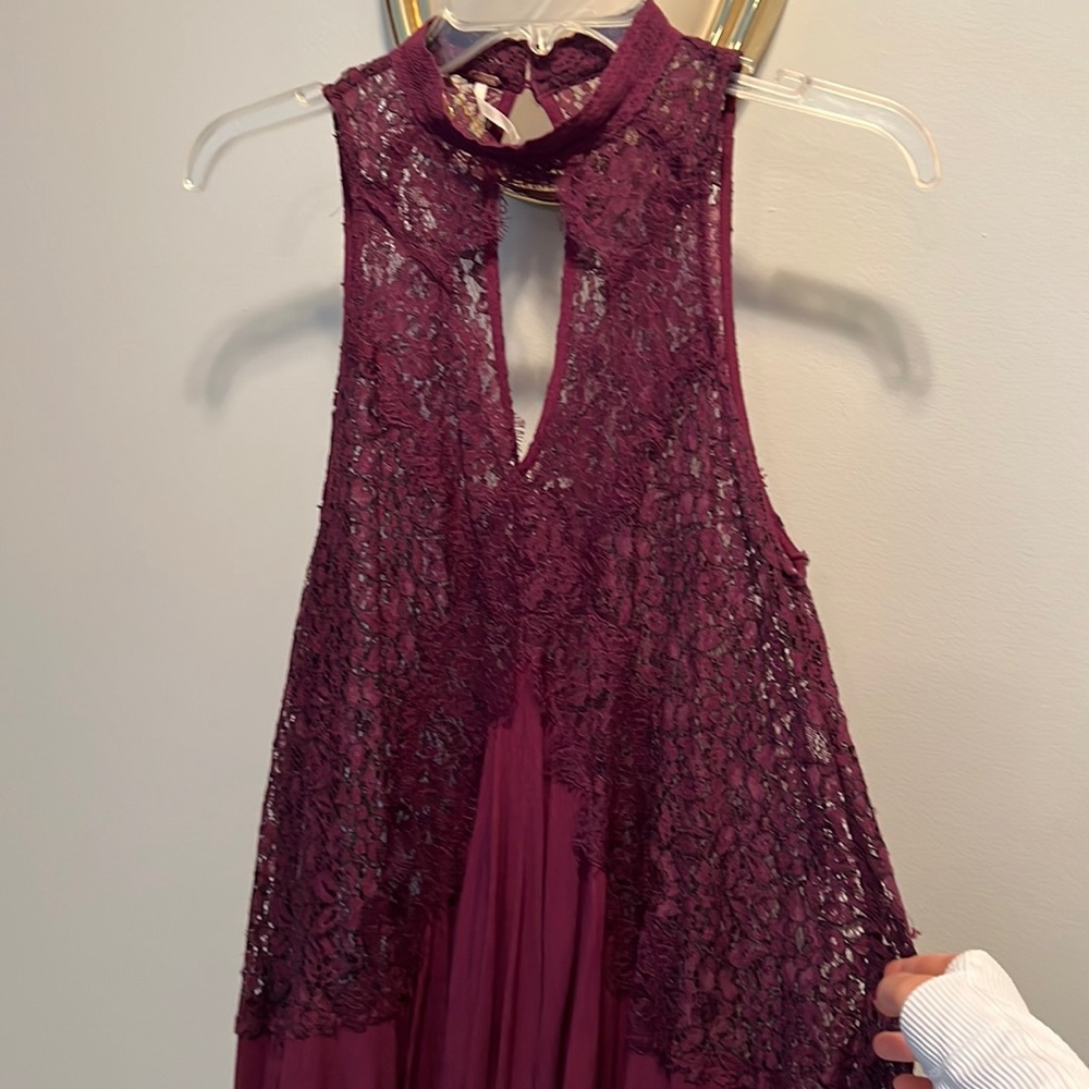 Free People Burgundy Dress with lace detail